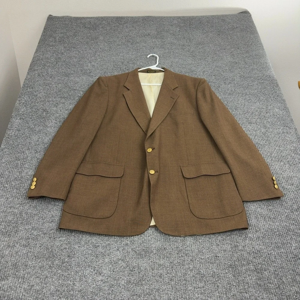 Vintage Andover Reed Blazer Mens 46R Brown Textured Gold‎ Buttons Classic Style